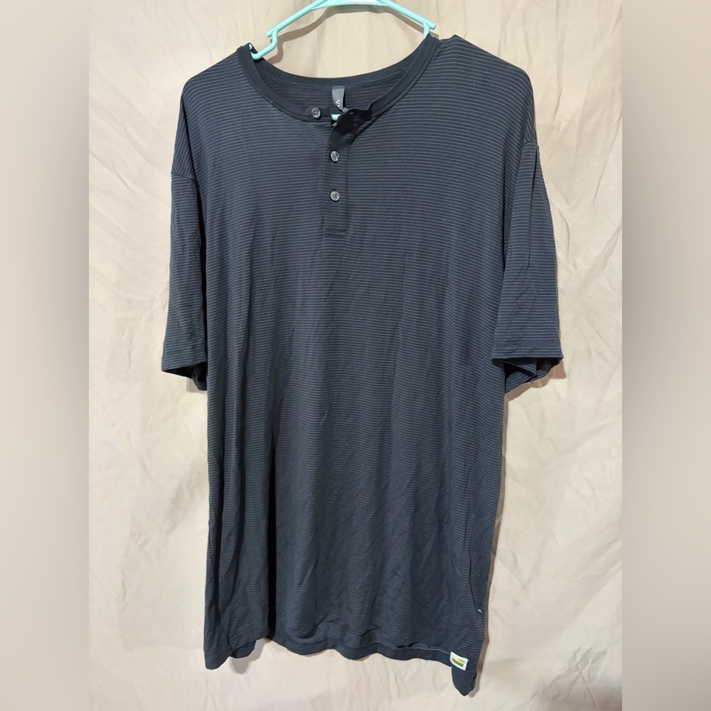 Vuori Henley shirt striped short sleeve performance tech T-shirt
